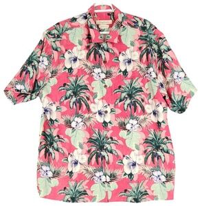 Tommy Bahama Mens XL Tropical‎ Hawaiian Palm Tree Floral Silk Shirt
